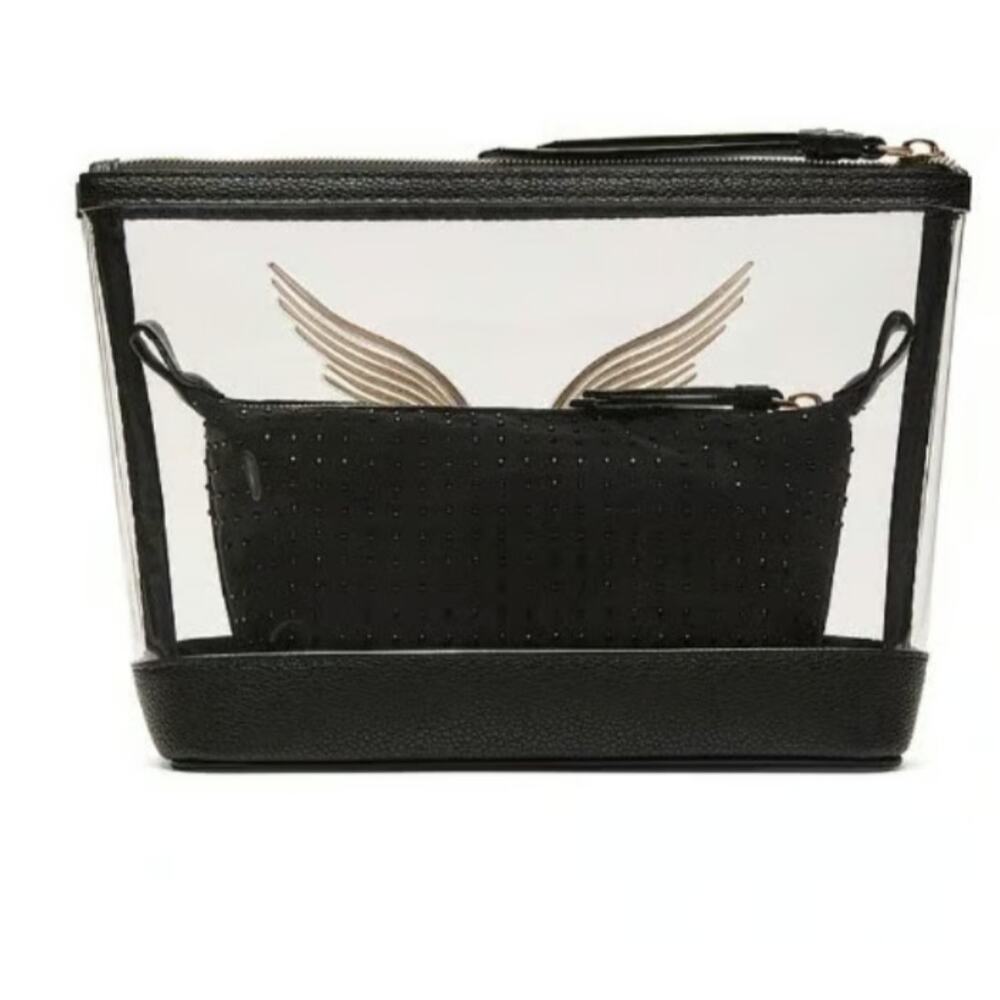 Victoria’s Secret Fashion Show Angel Makeup Bag Black Gold Clear - Picture 3 of 7